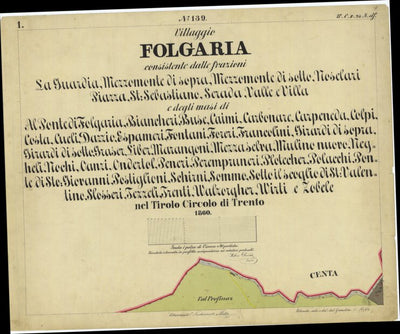 FOLGARIA Mappa originale d'impianto del Catasto austro-ungarico. Scala 1:2880 Preview 1