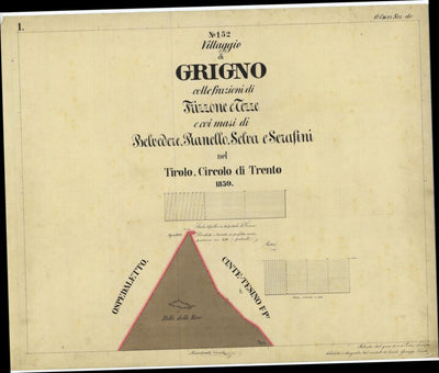 GRIGNO Mappa originale d'impianto del Catasto austro-ungarico. Scala 1:2880 Preview 1