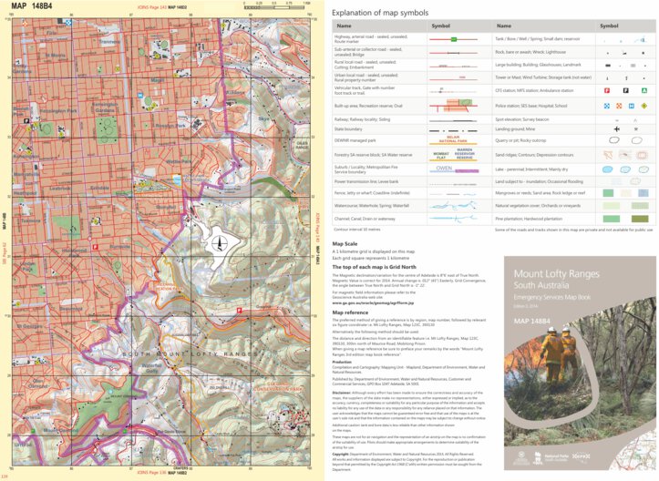 Mount Lofty Ranges Map 148B4 by Mapland - Department for Environment ...