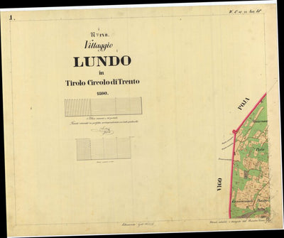 LUNDO Mappa originale d'impianto del Catasto austro-ungarico. Scala 1:2880 Preview 1