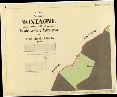 MONTAGNE Mappa originale d'impianto del Catasto austro-ungarico. Scala 1:2880 Preview 1