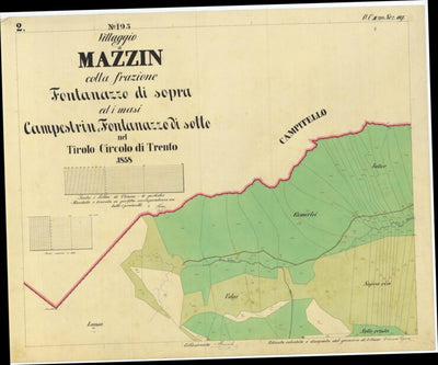 MAZZIN Mappa originale d'impianto del Catasto austro-ungarico. Scala 1:2880 Preview 1