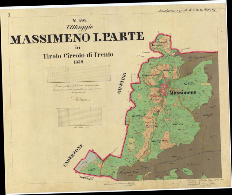 Masseto Map MASSIMENO I PARTE Mappa originale d'impianto del Catasto austro ...