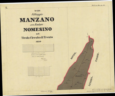 MANZANO Mappa originale d'impianto del Catasto austro-ungarico. Scala 1:2880 Preview 1