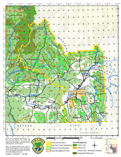 General Season Hunt Areas - Pheasant - Lemhi, Custer, Butte, Bigham, Power, Oneida and East Counties Preview 1