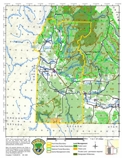 General Season Hunt Areas - Furbearer - Ada, Adams, Boise, Canyon, Elmore, Gem, Owyhee, and Others Preview 1