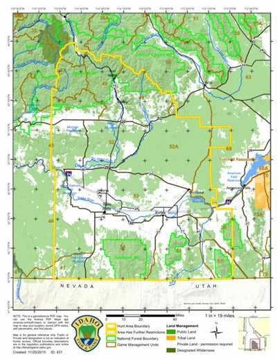 General Season Hunt Areas - Furbearer - Blaine, Camas, Cassia, Gooding, Jerome, Lincoln, and Others Preview 1