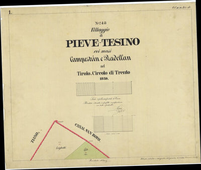PIEVE TESINO Mappa originale d'impianto del Catasto austro-ungarico. Scala 1:2880 Preview 1