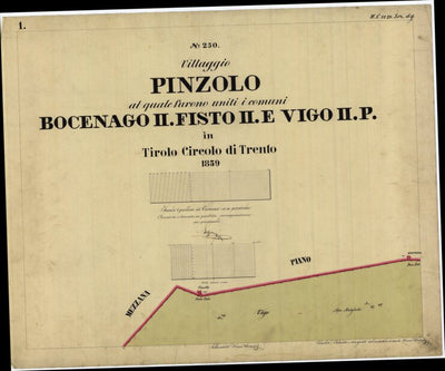 PINZOLO Mappa originale d'impianto del Catasto austro-ungarico. Scala 1:2880 Preview 1