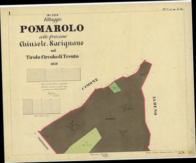 POMAROLO Mappa originale d'impianto del Catasto austro-ungarico. Scala 1:2880 Preview 1