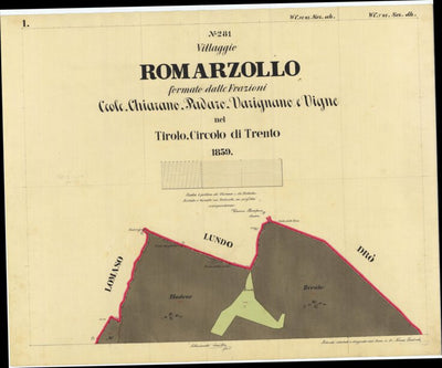 ROMARZOLLO Mappa originale d'impianto del Catasto austro-ungarico. Scala 1:2880 Preview 1