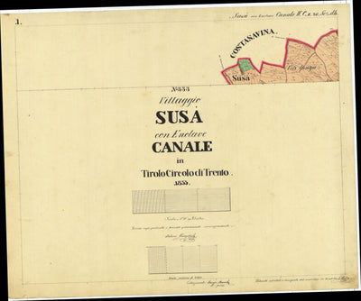 SUSÀ Mappa originale d'impianto del Catasto austro-ungarico. Scala 1:2880 Preview 1