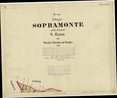 SOPRAMONTE Mappa originale d'impianto del Catasto austro-ungarico. Scala 1:2880 Preview 1