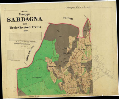 SARDAGNA Mappa originale d'impianto del Catasto austro-ungarico. Scala 1:2880 Preview 1