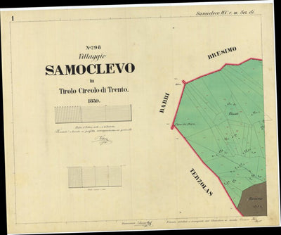 SAMOCLEVO Mappa originale d'impianto del Catasto austro-ungarico. Scala 1:2880 Preview 1