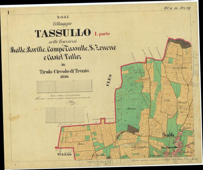 TASSULLO Mappa originale d'impianto del Catasto austro-ungarico. Scala 1:2880 Preview 1