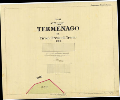 TERMENAGO Mappa originale d'impianto del Catasto austro-ungarico. Scala 1:2880 Preview 1