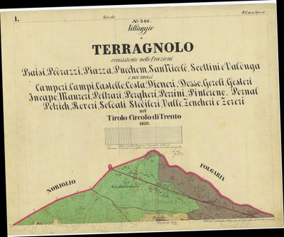 TERRAGNOLO Mappa originale d'impianto del Catasto austro-ungarico. Scala 1:2880 Preview 1