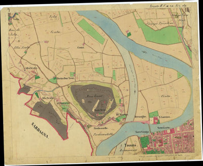 TRENTO Mappa originale d'impianto del Catasto austro-ungarico. Scala 1:2880 Preview 3
