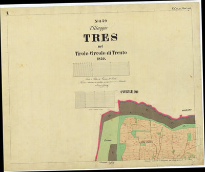 TRES Mappa originale d'impianto del Catasto austro-ungarico. Scala 1:2880 Preview 1