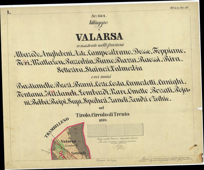 VALARSA Mappa originale d'impianto del Catasto austro-ungarico. Scala 1:2880 Preview 1
