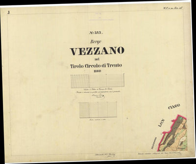 VEZZANO Mappa originale d'impianto del Catasto austro-ungarico. Scala 1:2880 Preview 1