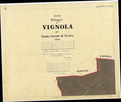 VIGNOLA Mappa originale d'impianto del Catasto austro-ungarico. Scala 1:2880 Preview 1
