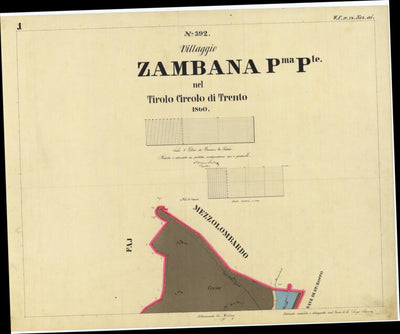 ZAMBANA Mappa originale d'impianto del Catasto austro-ungarico. Scala 1:2880 Preview 1