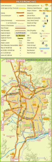 Mapa de Rutas y Caminos de Chile - Accesos a Santiago Preview 1