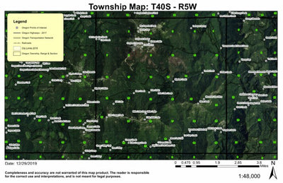 Grayback Mountain T40S R5W Township Map Preview 1