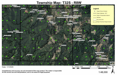 West Fork Cow Creek T32S R8W Township Map Preview 1