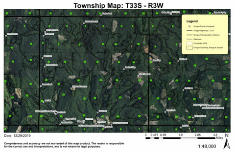 West Evans Creek T33S R3W Township Map Preview 1