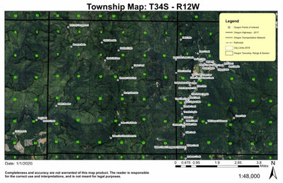 Ophir Mountain T34S R12W Township Map Preview 1