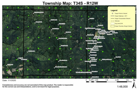 Ophir Mountain T34S R12W Township Map Preview 1