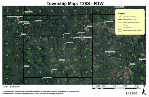 Boulder Rock T28S R1W Township Map Preview 1
