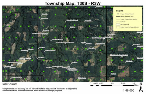 Bland Mountain T30S R3W East 1/2 Township Map Preview 1