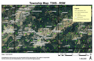 Canyonville T30S R5W Township Map Preview 1