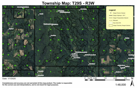 South Myrtle Creek T29S R3W East 1/2 Township Map Preview 1