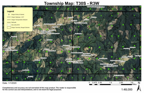 Bland Mountain T30S R3W Township Map Preview 1