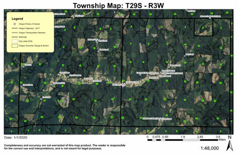 South Myrtle Creek T29S R3W Township Map Preview 1