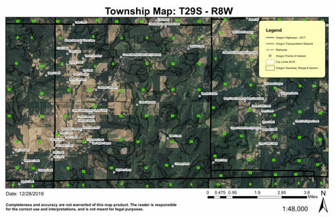 Camas Valley T29S R8W Township Map Preview 1