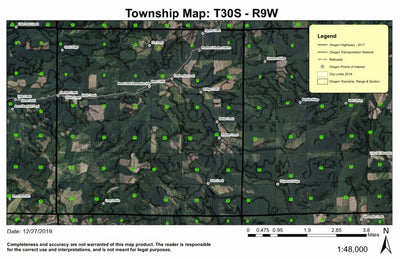 Twelvemile Creek T30S R9W Township Map Preview 1