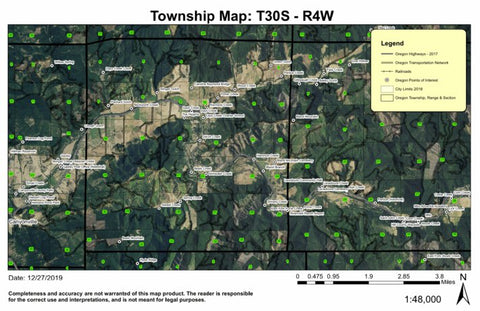 Days Creek T30S R4W Township Map Preview 1