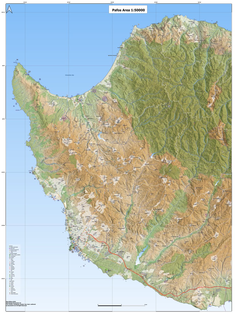 Pafos 50K Map by GE Geometriki Ltd | Avenza Maps