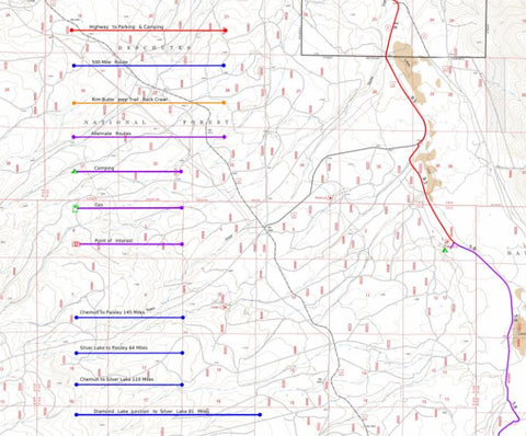 Central Oregon Where to Ride: Crescent Lake, Fort Rock, Silver Lake and the Diablo Rim. Map #1 Preview 1