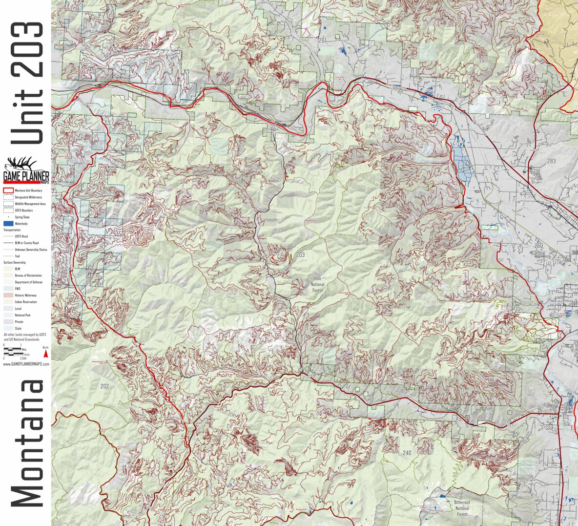 Montana Hunting Unit 203 Map by Game Planner Maps | Avenza Maps