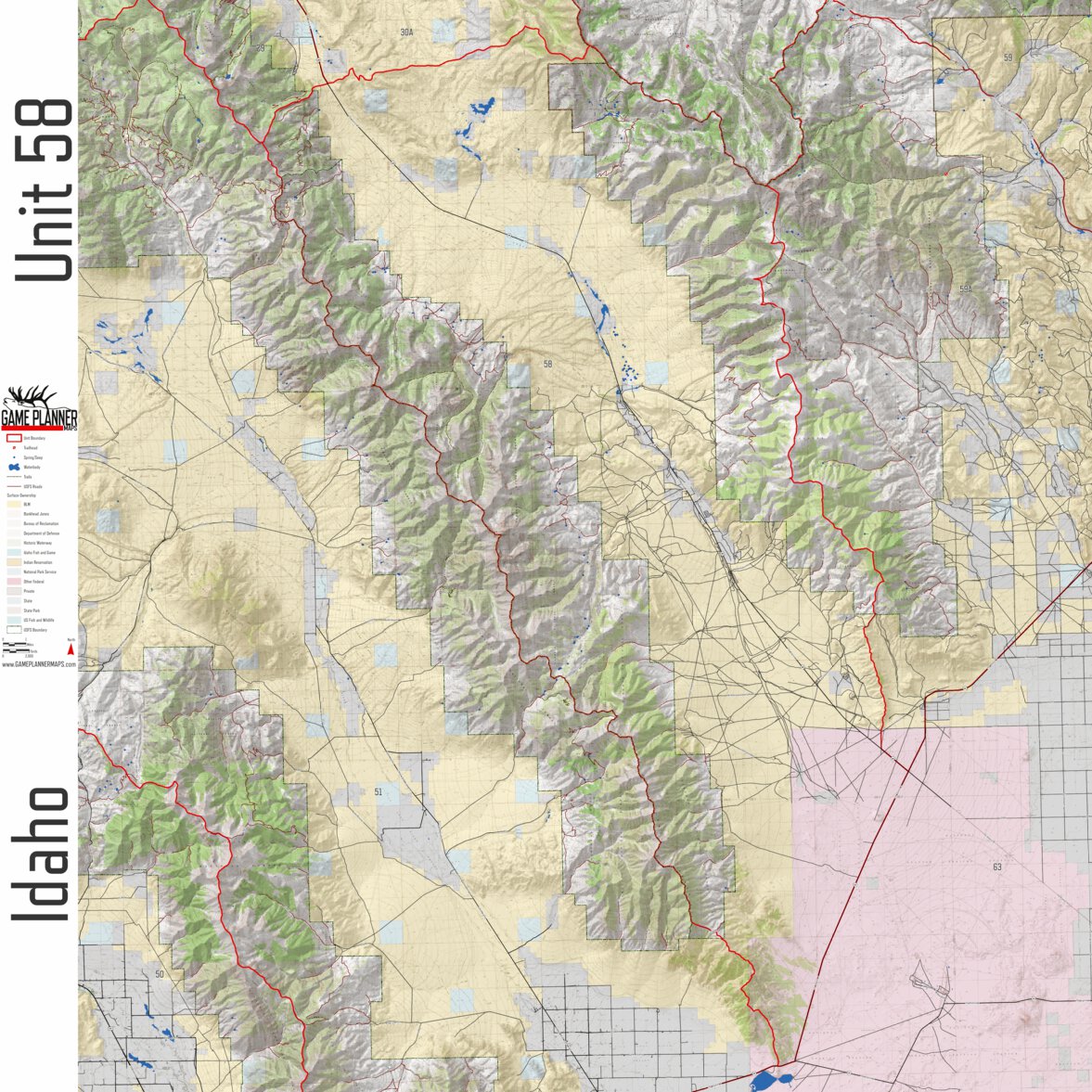 Idaho Unit 58 Map by Game Planner Maps | Avenza Maps