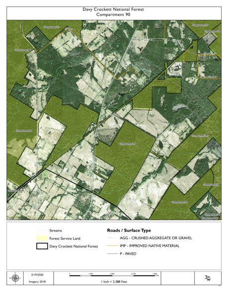 Individal Compartment Map of the Davy Crockett National Forest