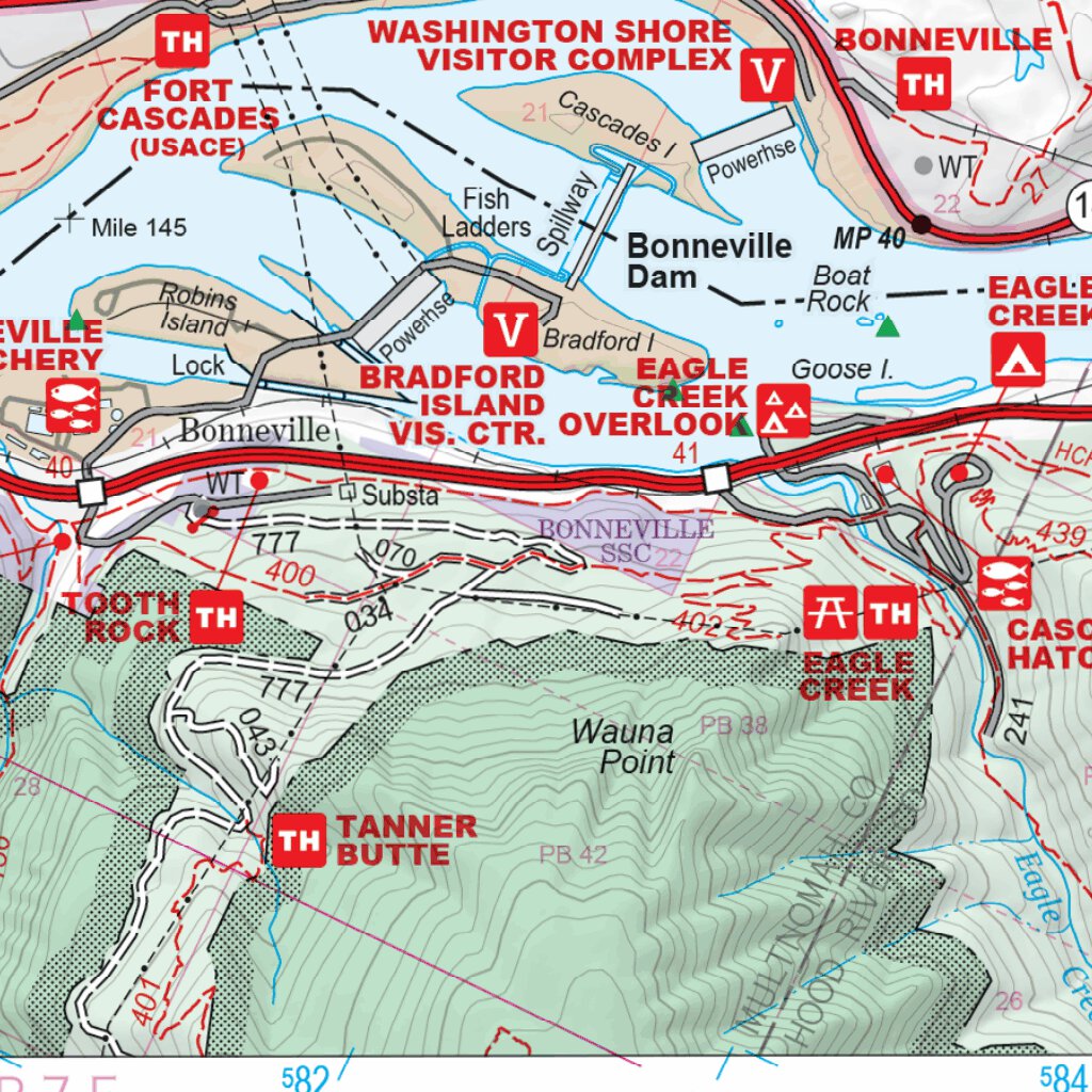 Columbia River Gorge NSA Recreation Map - West Side Recreation Inset by ...