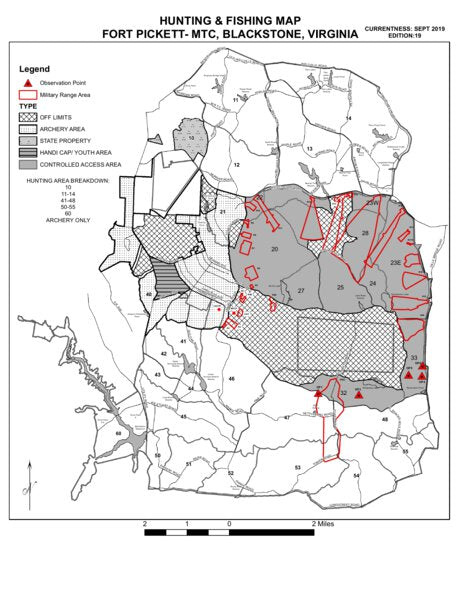 Fort Barfoot Hunting and Fishing with Military Range Areas Map by ...